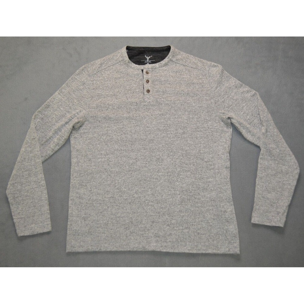 Nicoby Men's Henley‎ Crew Long Sleeve Size Small S Heathered Gray